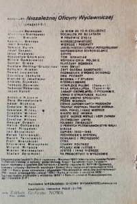The back of a 1979 publication in Polish about TGM, with an overview of other books published by the independent Warsaw publishing house NOWa