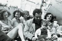 With husband Ota and son Petr - Shimon, ship Galila, 1949
