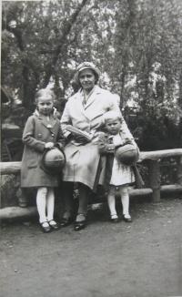 In the park with mother and sister